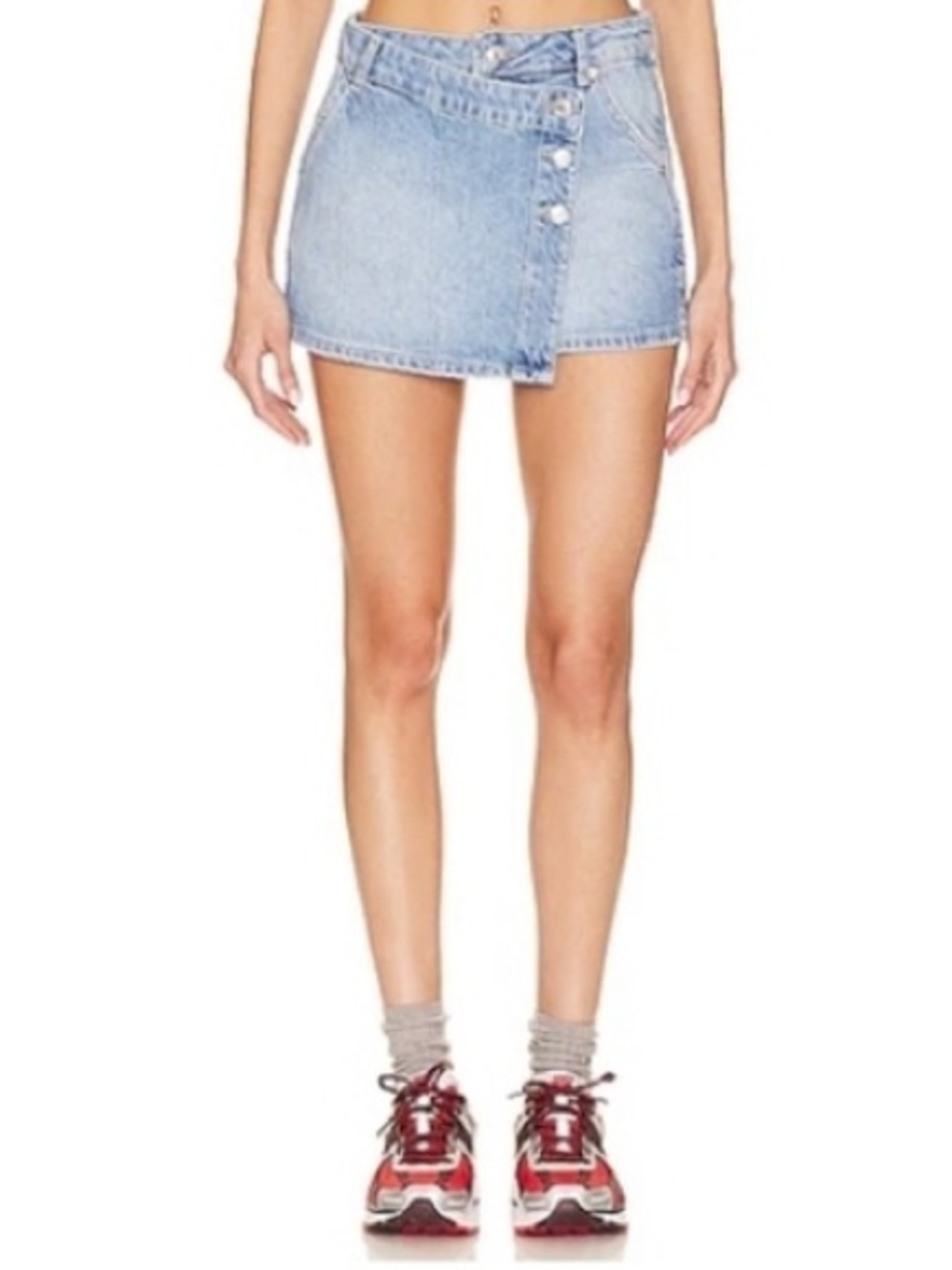 We the Free 💕 Wynne Denim Mini Skirt / light Wash: Asymmetric Buttons : GUC